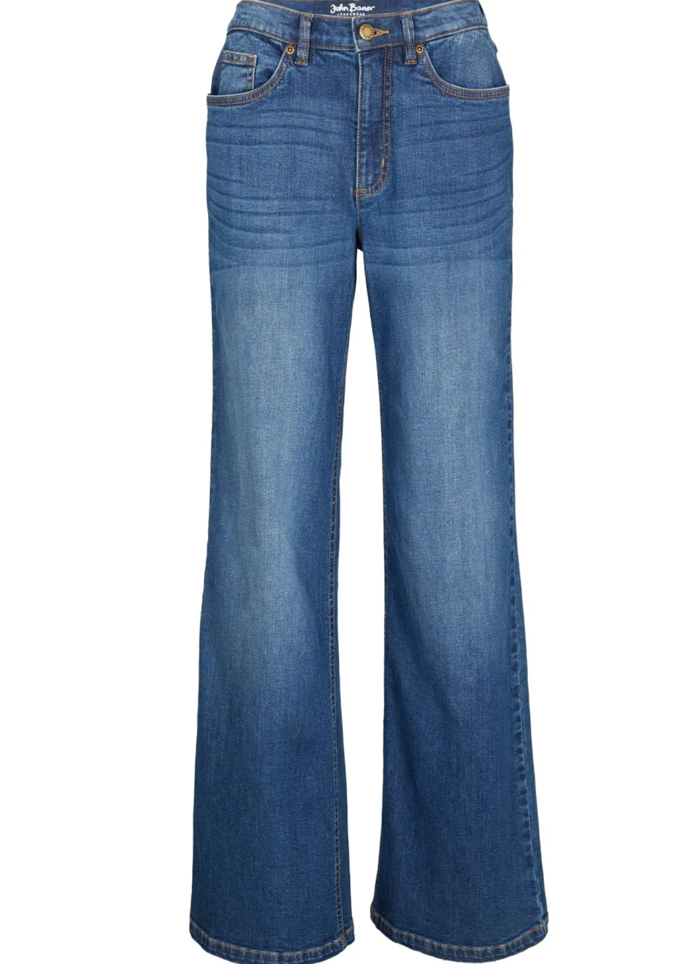 Outlet Vaqueros de pernera ancha, high waist, de algodón orgánico Mujer Vaqueros