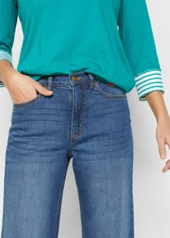 Outlet Vaqueros de pernera ancha, high waist, de algodón orgánico Mujer Vaqueros