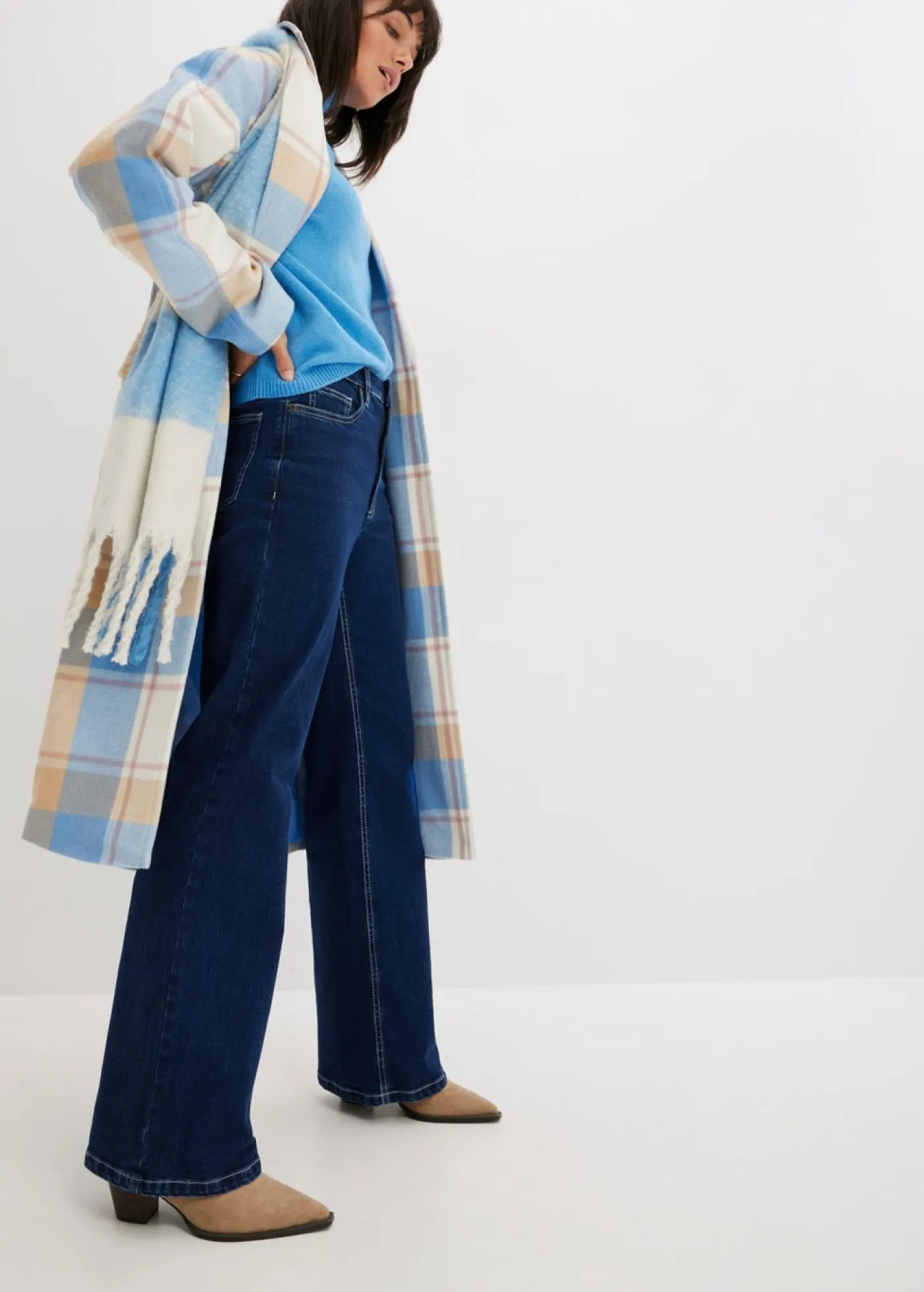 Sale Vaqueros de pernera ancha, high waist, de algodón orgánico Mujer Vaqueros|Tallas Pequeñas