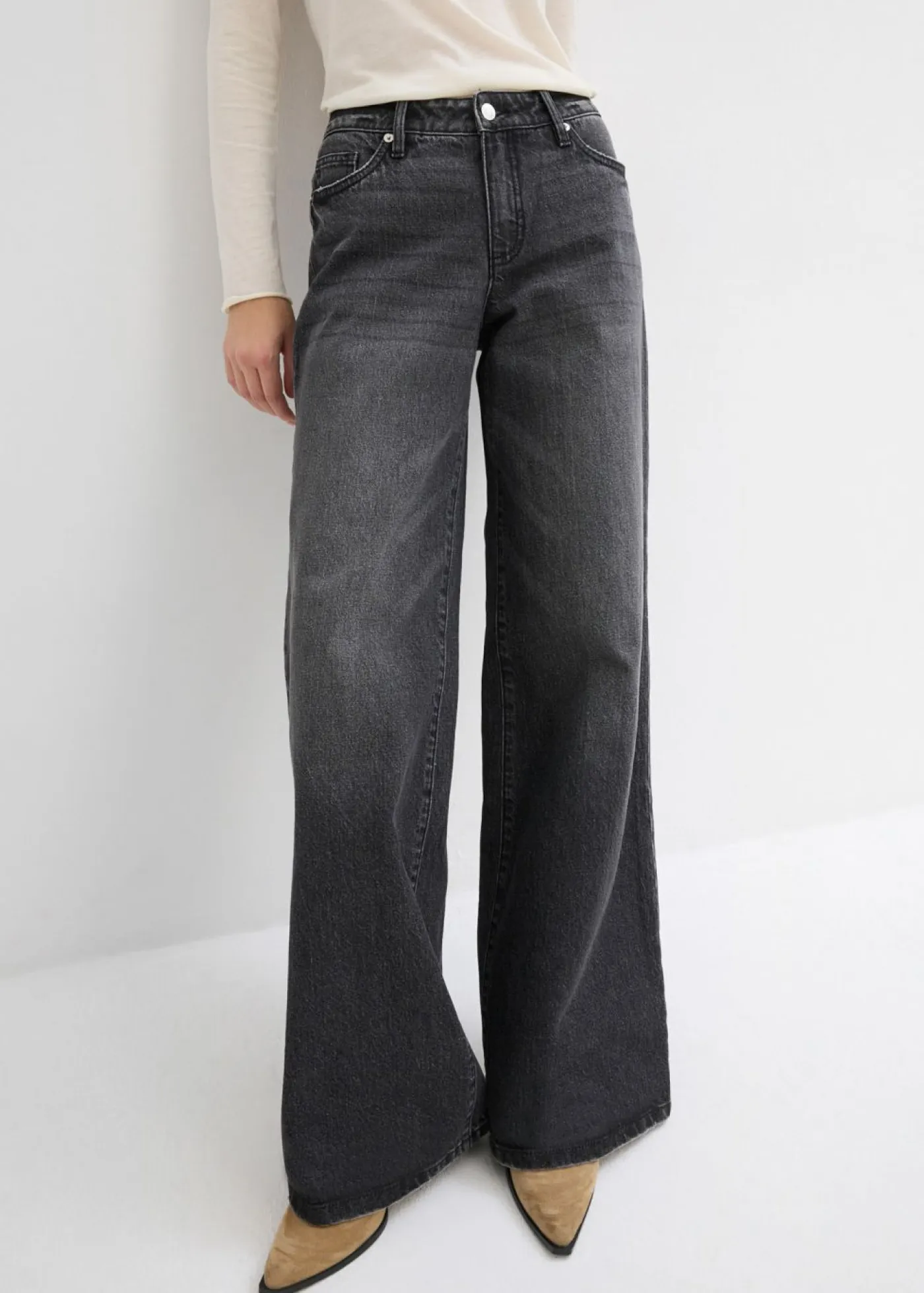 Online Vaqueros de pernera ancha, mid waist, largo completo y low stretch Mujer Vaqueros