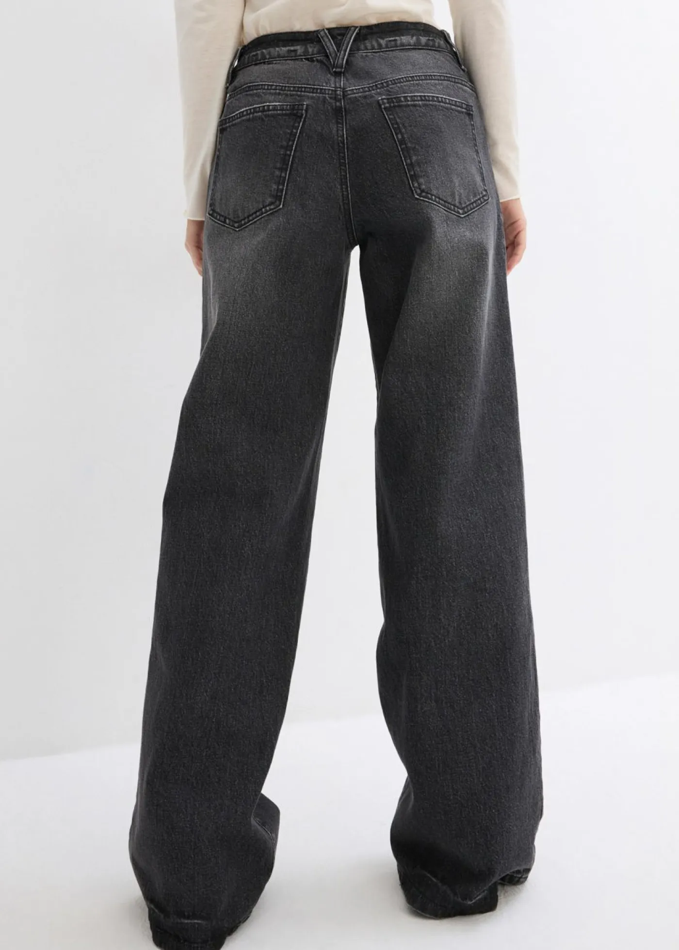 Online Vaqueros de pernera ancha, mid waist, largo completo y low stretch Mujer Vaqueros