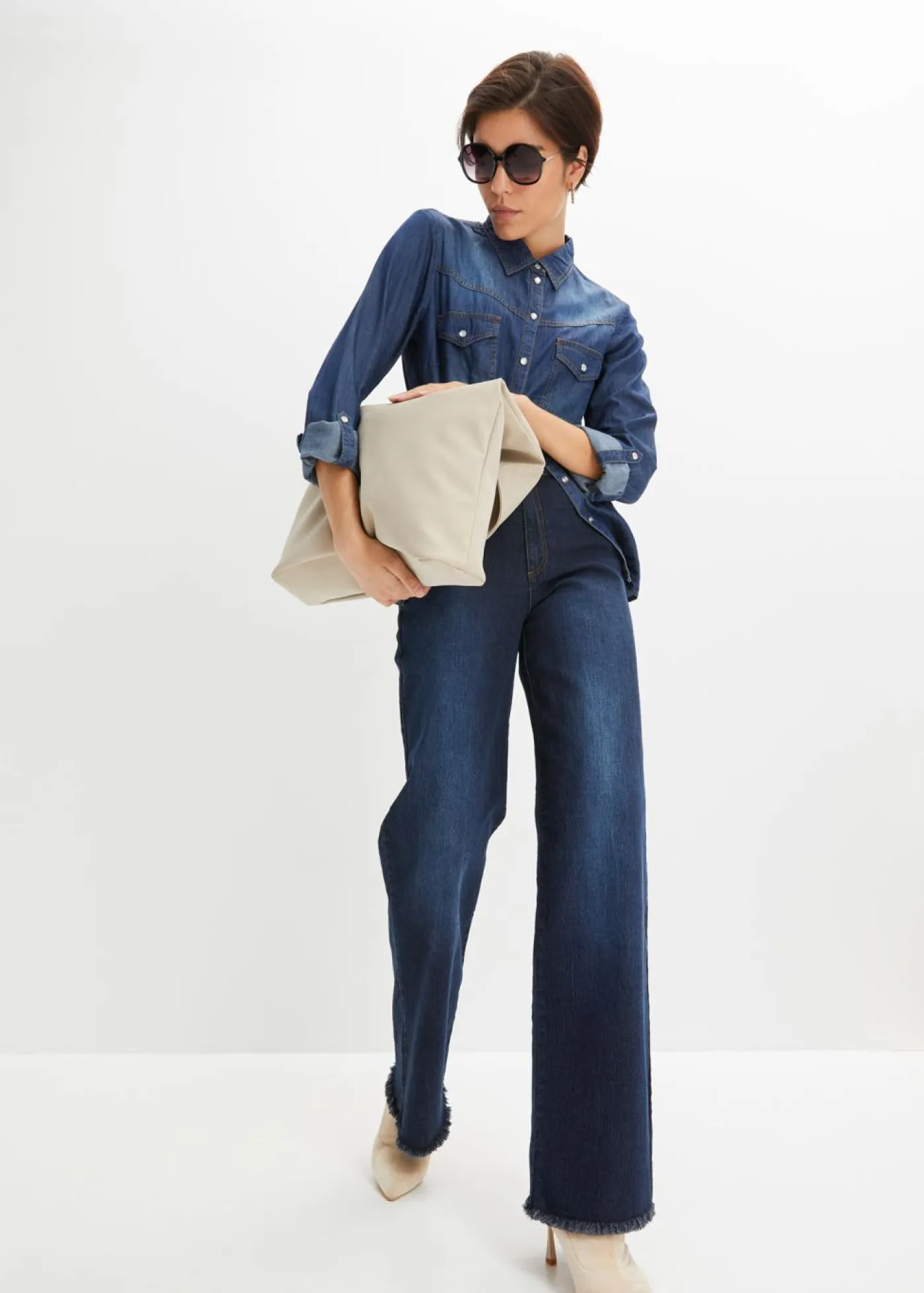 Hot Vaqueros de pernera ancha, high waist Mujer Vaqueros