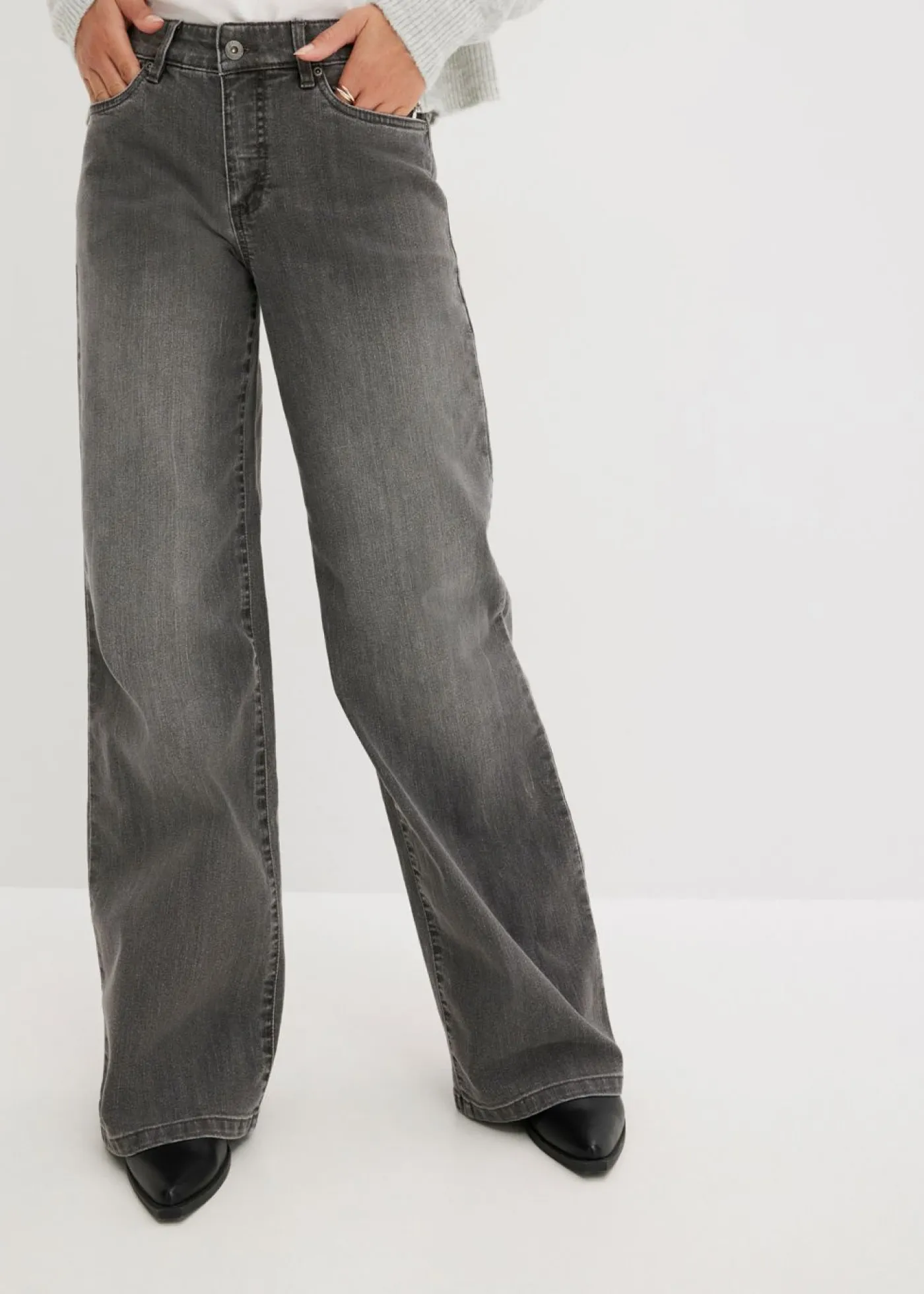 Vaqueros de pernera ancha, mid waist, elástico Mujer Vaqueros