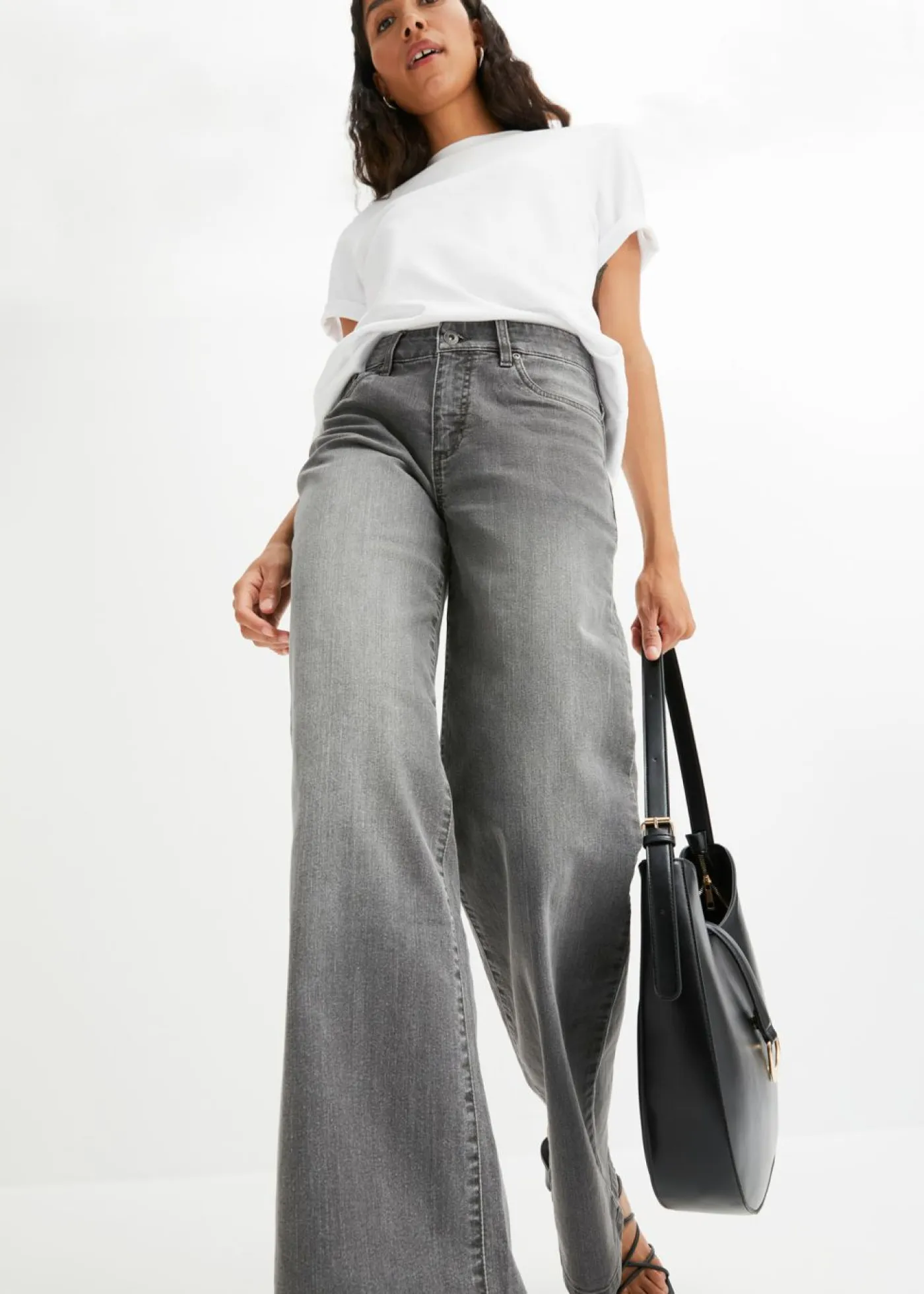 Vaqueros de pernera ancha, mid waist, elástico Mujer Vaqueros