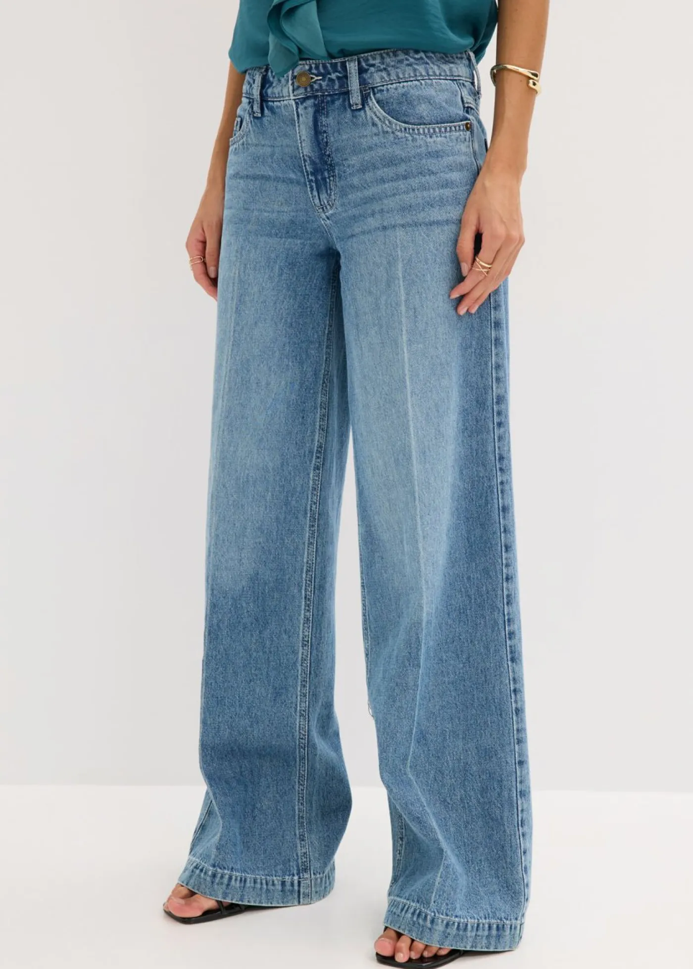 Discount Vaqueros de pernera ancha, mid waist, largo completo y low stretch Mujer Vaqueros|Tallas Pequeñas