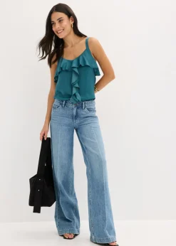 Discount Vaqueros de pernera ancha, mid waist, largo completo y low stretch Mujer Vaqueros|Tallas Pequeñas