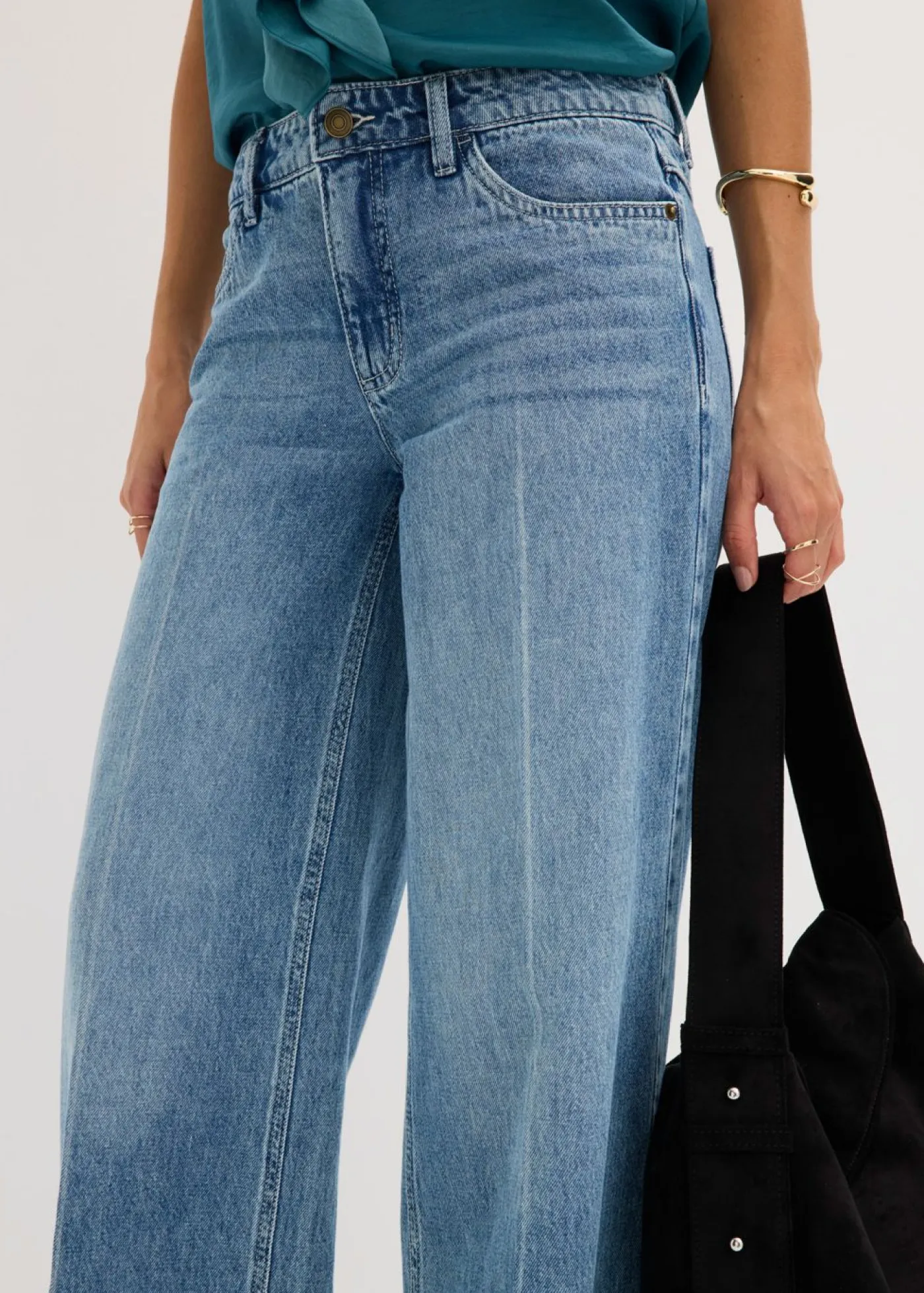 Discount Vaqueros de pernera ancha, mid waist, largo completo y low stretch Mujer Vaqueros|Tallas Pequeñas