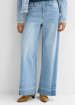 Sale Vaqueros de pernera ancha, mid waist Mujer Tallas Pequeñas|Novedades
