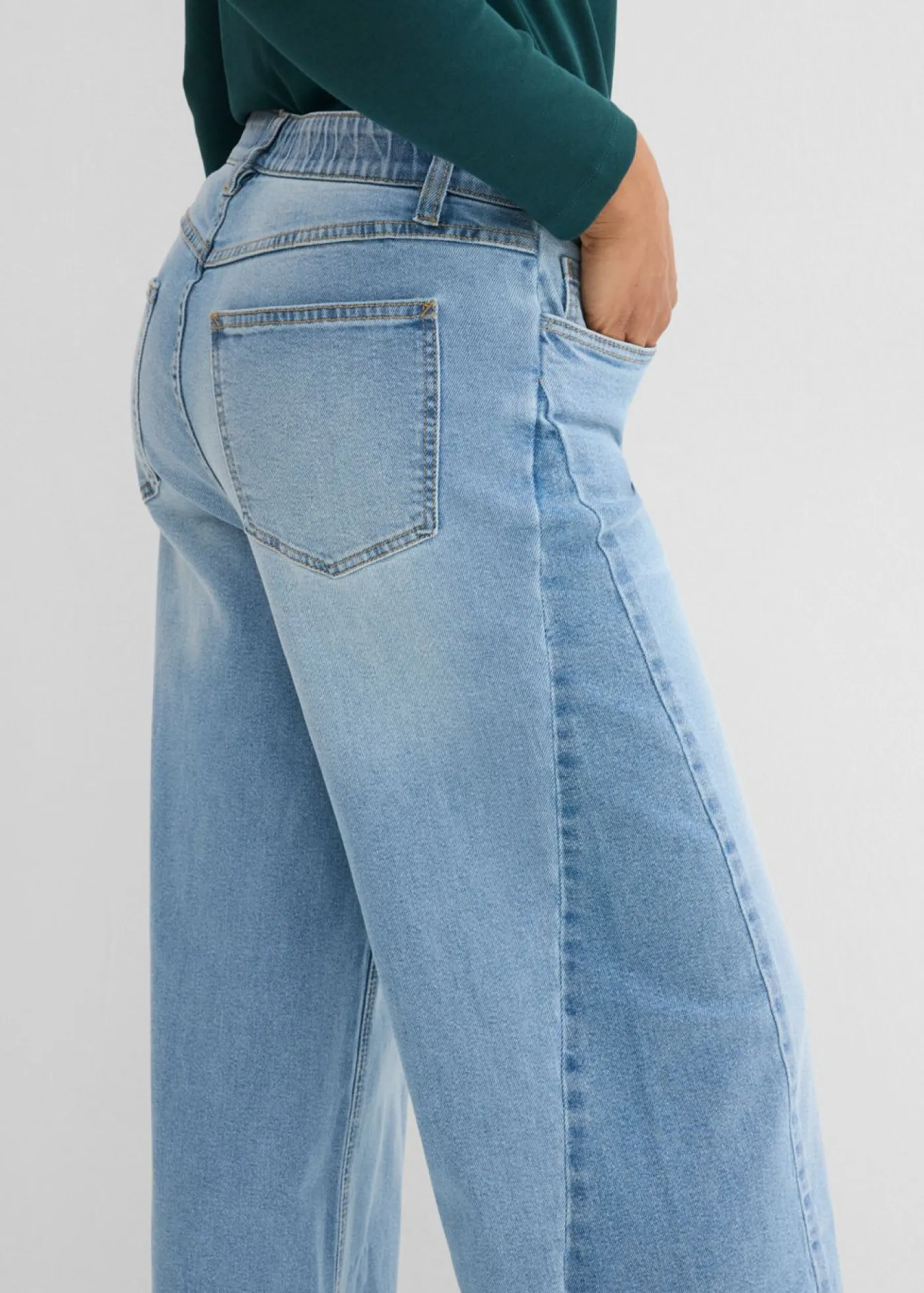 Sale Vaqueros de pernera ancha, mid waist Mujer Tallas Pequeñas|Novedades