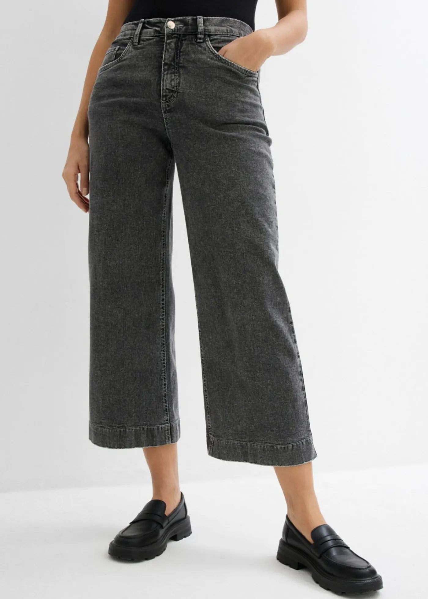 Clearance Vaqueros de pernera ancha, high waist, cropped Mujer Vaqueros