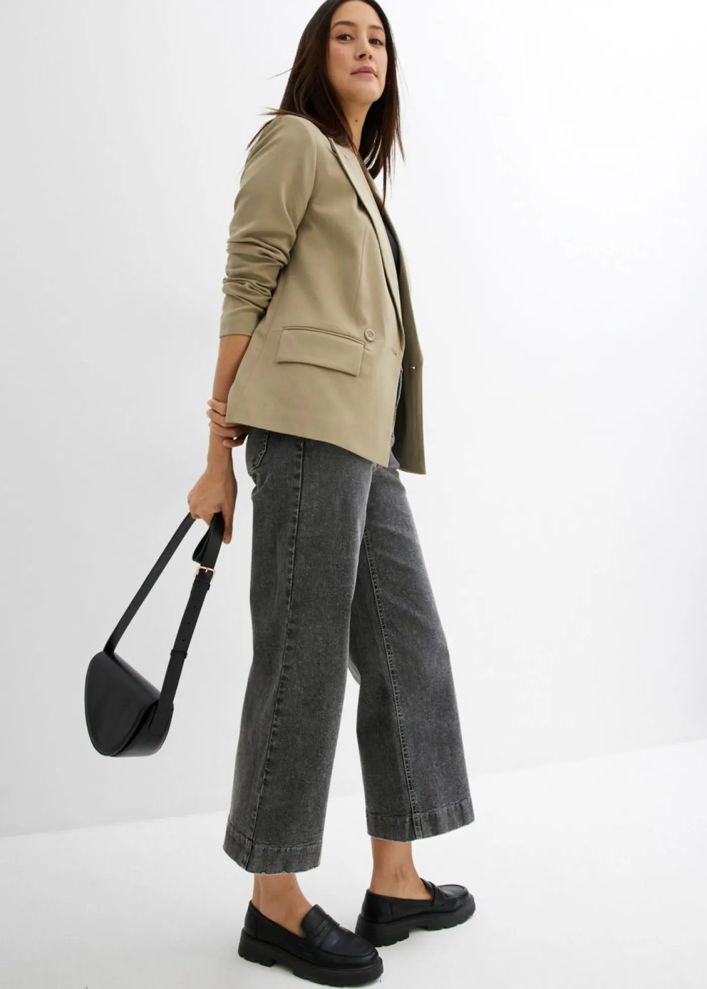 Clearance Vaqueros de pernera ancha, high waist, cropped Mujer Vaqueros