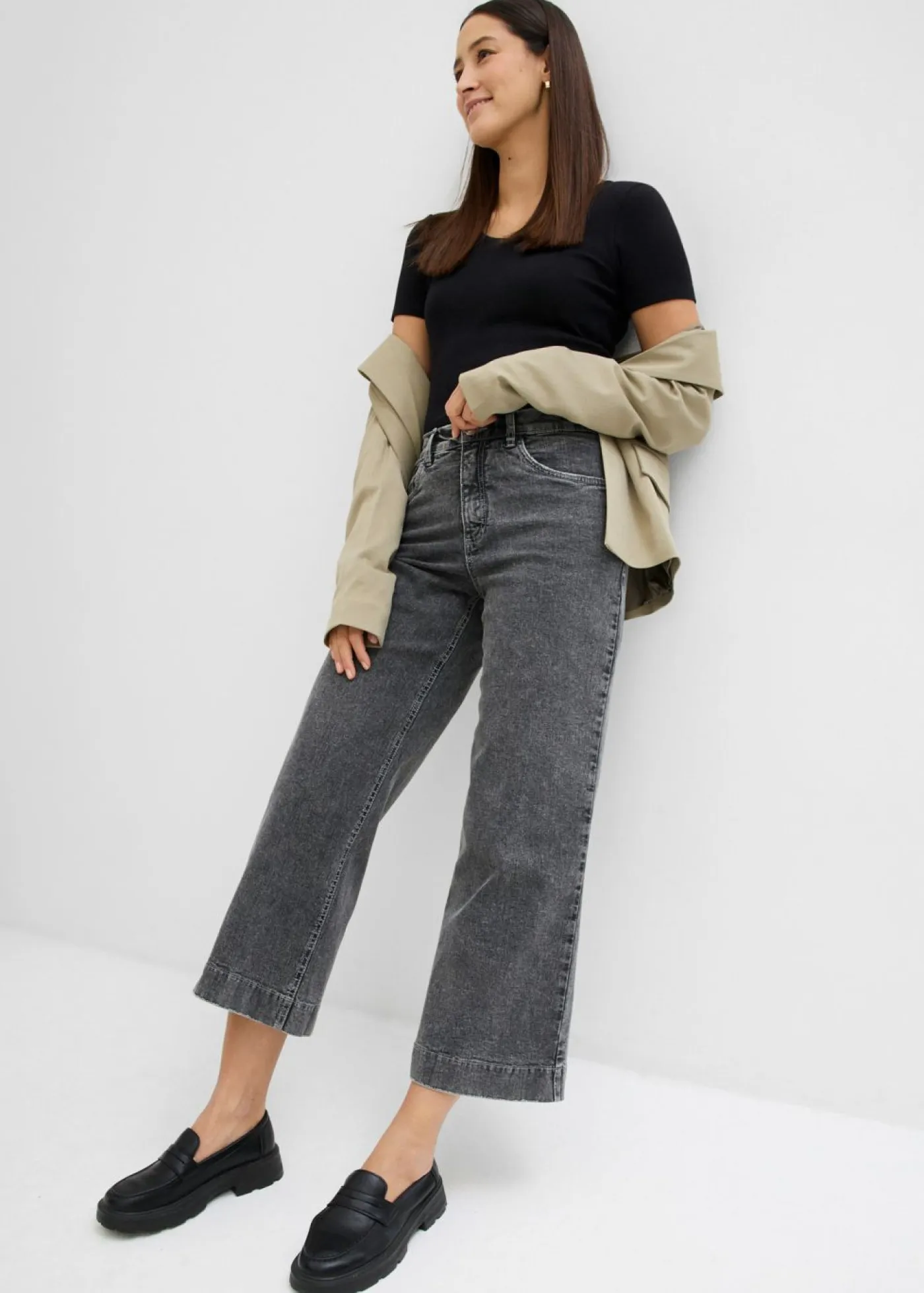Clearance Vaqueros de pernera ancha, high waist, cropped Mujer Vaqueros