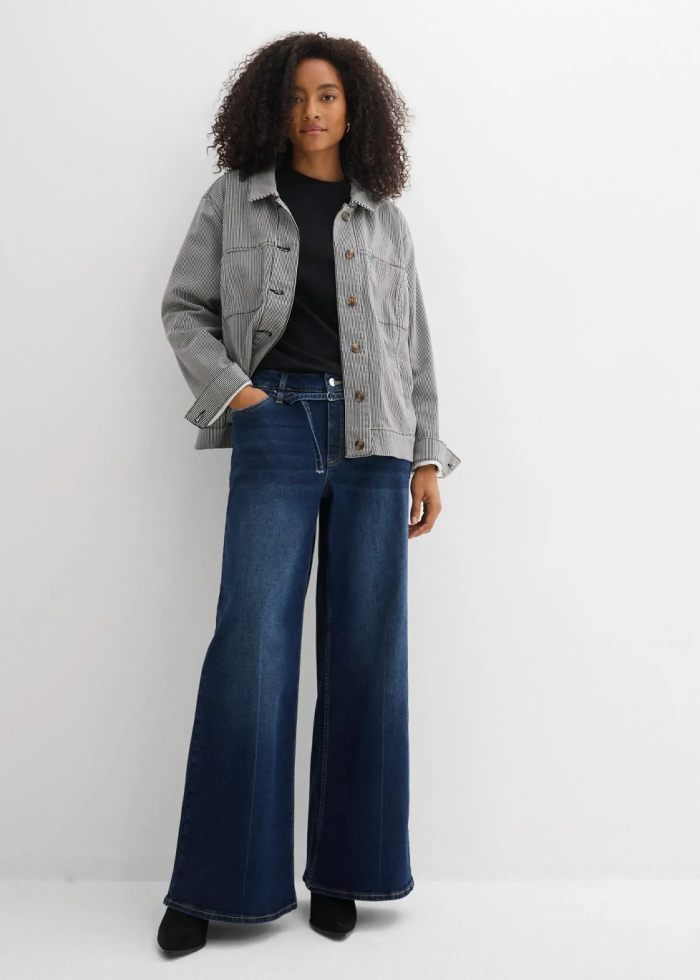 Outlet Vaqueros de pernera ancha, mid waist Mujer Tallas Pequeñas