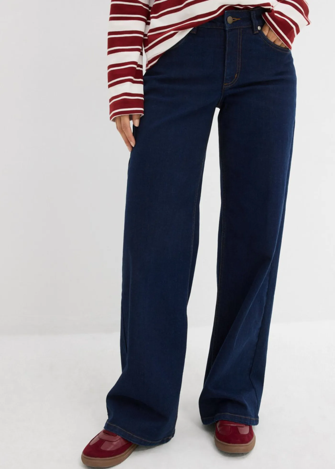 Sale Vaqueros de pernera ancha, mid waist, de algodón orgánico Mujer Vaqueros