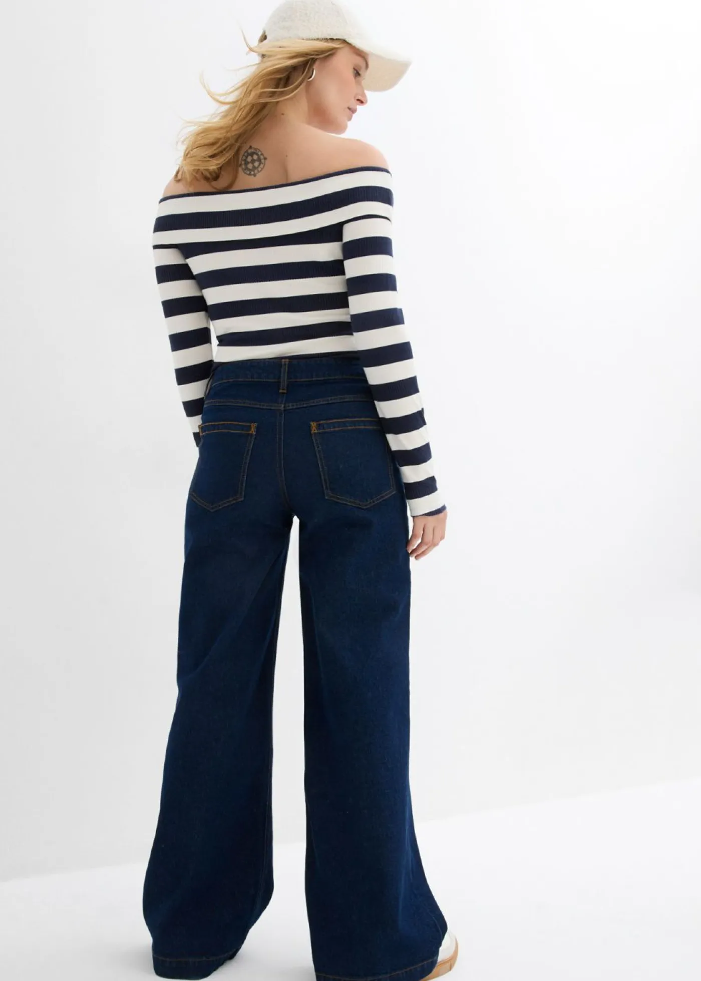 Outlet Vaqueros de pernera ancha, mid waist, largo completo Mujer Vaqueros
