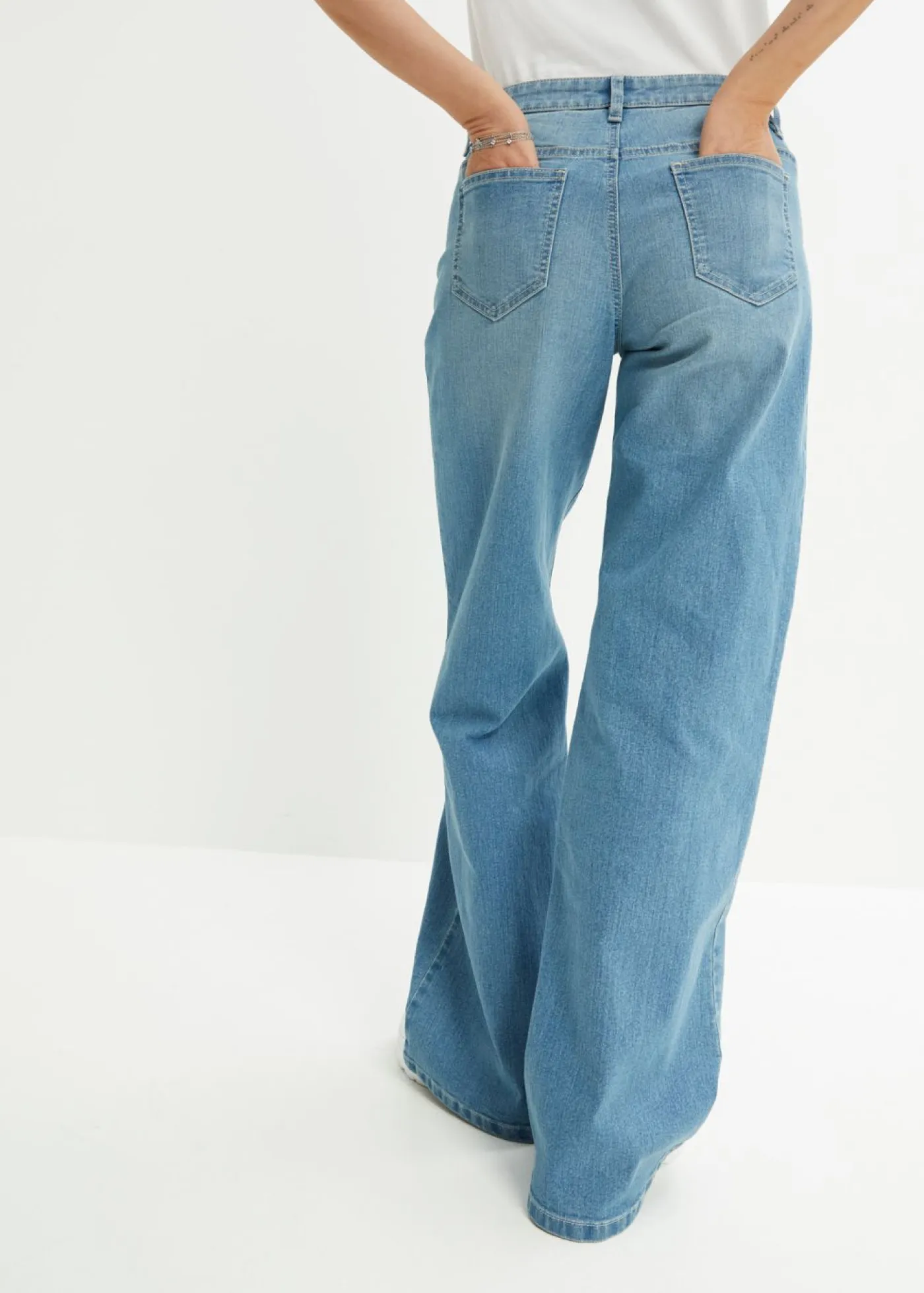 Best Vaqueros de pernera ancha, mid waist, elástico Mujer Vaqueros