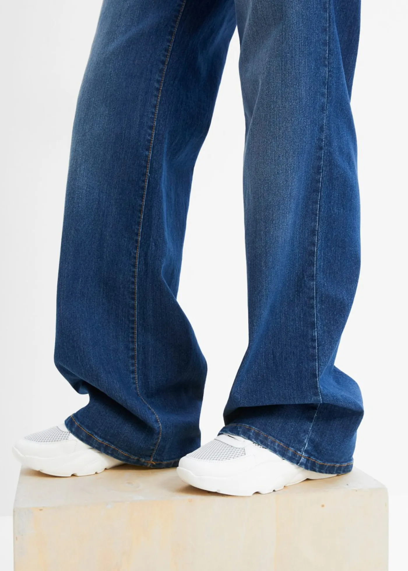 Vaqueros de pernera ancha, mid waist, elástico Mujer Tallas Pequeñas