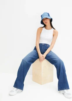 Vaqueros de pernera ancha, mid waist, elástico Mujer Tallas Pequeñas