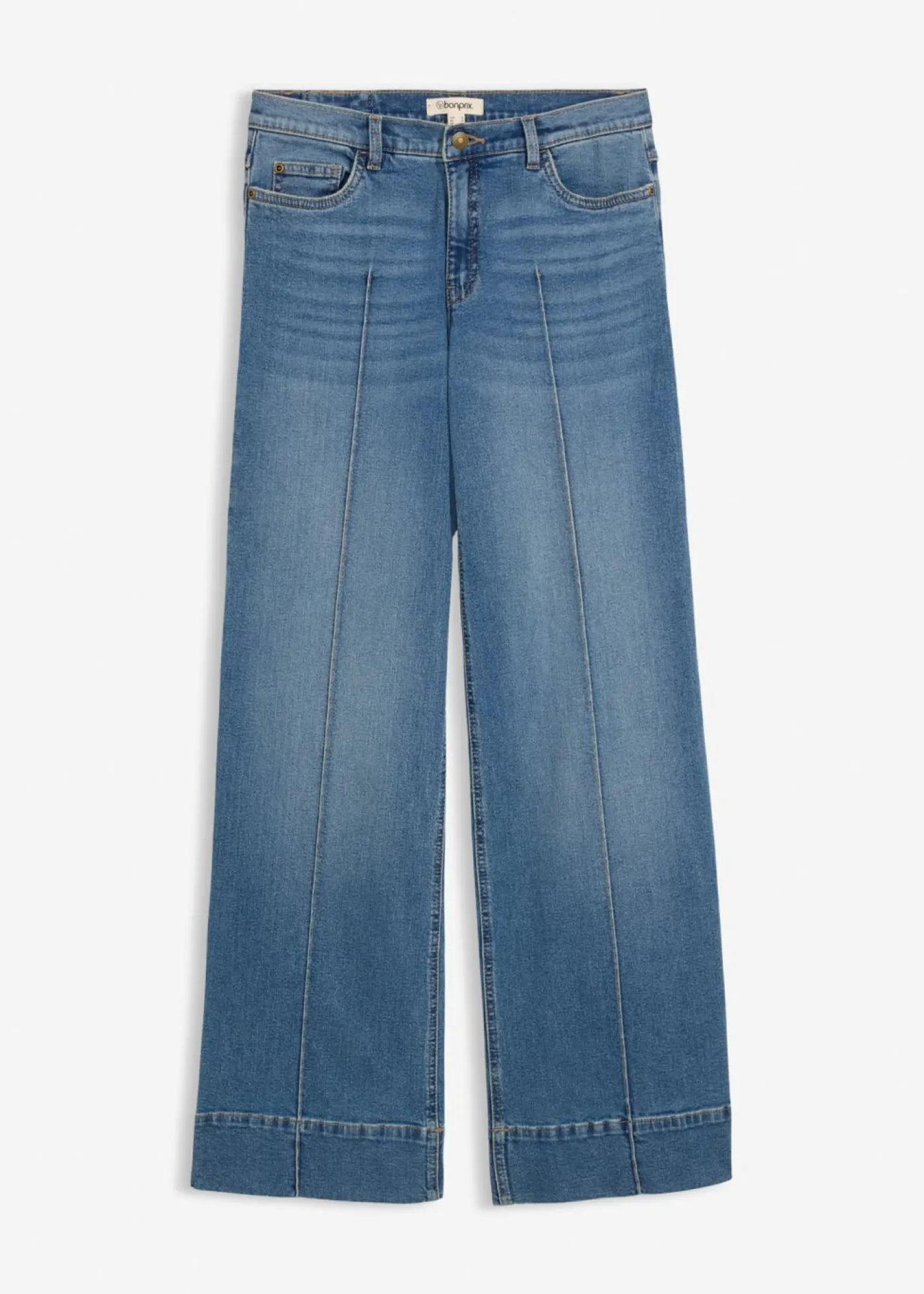 Vaqueros de pernera ancha, mid waist, largo completo Mujer Tallas Pequeñas|Vaqueros