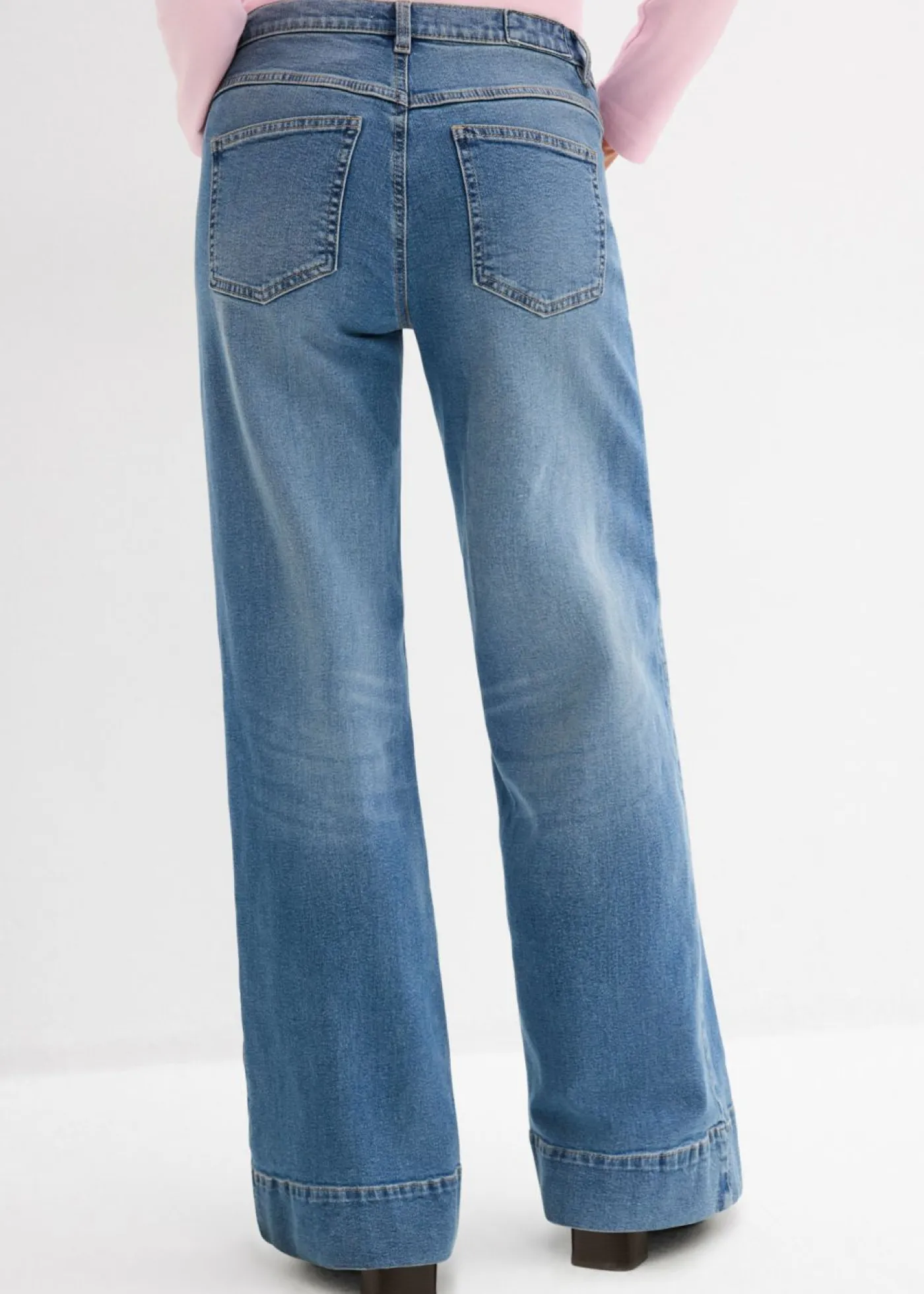 Vaqueros de pernera ancha, mid waist, largo completo Mujer Tallas Pequeñas|Vaqueros