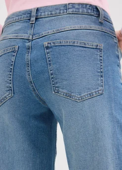 Vaqueros de pernera ancha, mid waist, largo completo Mujer Tallas Pequeñas|Vaqueros