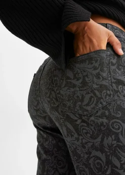 Hot Vaqueros de pierna ancha y cintura media con estampado brillante Mujer Vaqueros