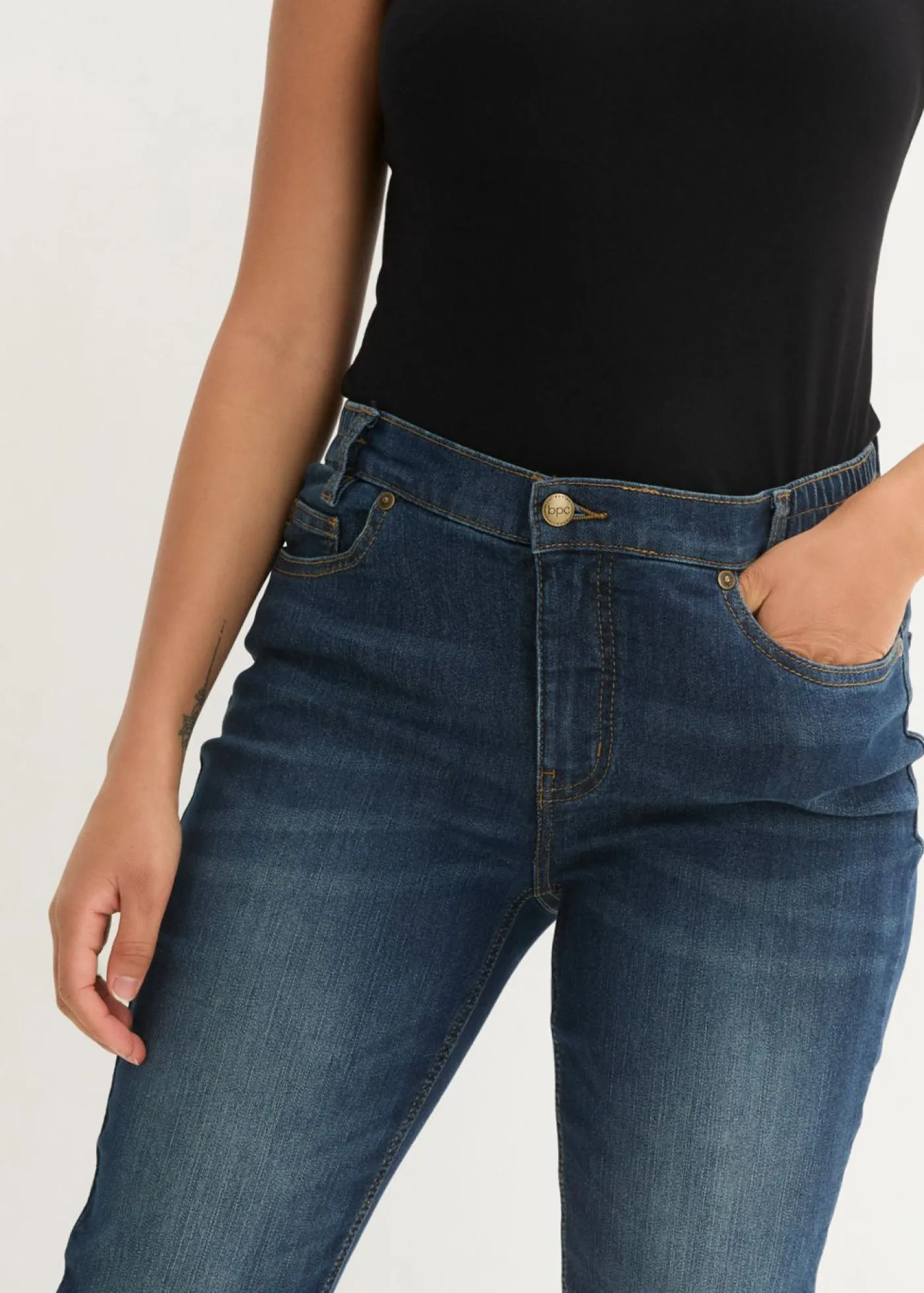 Hot Vaqueros elásticos con corte pitillo y tiro medio Mujer Vaqueros|Tallas Pequeñas