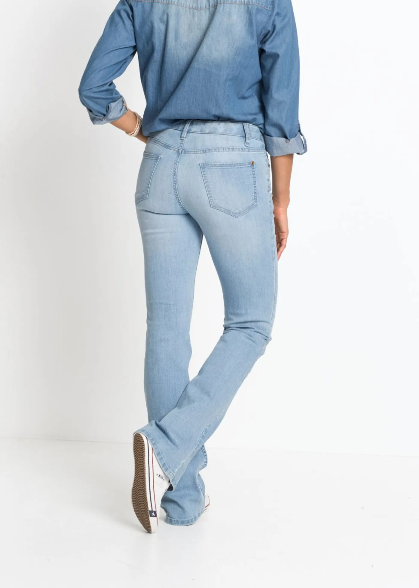 Online Vaqueros elásticos con corte bootcut y talle medio Mujer Vaqueros