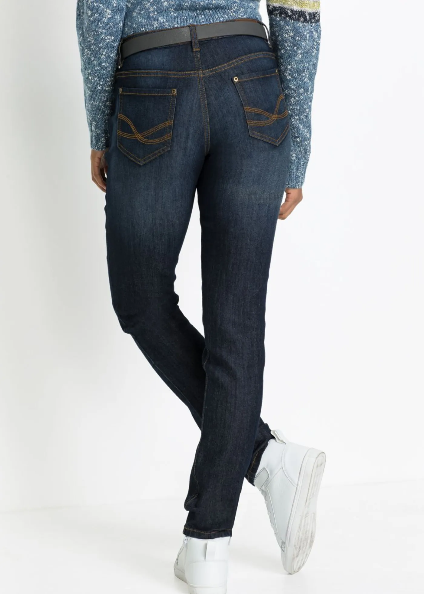 Clearance Vaqueros elásticos con corte mom y talle medio Mujer Vaqueros|Tallas Pequeñas