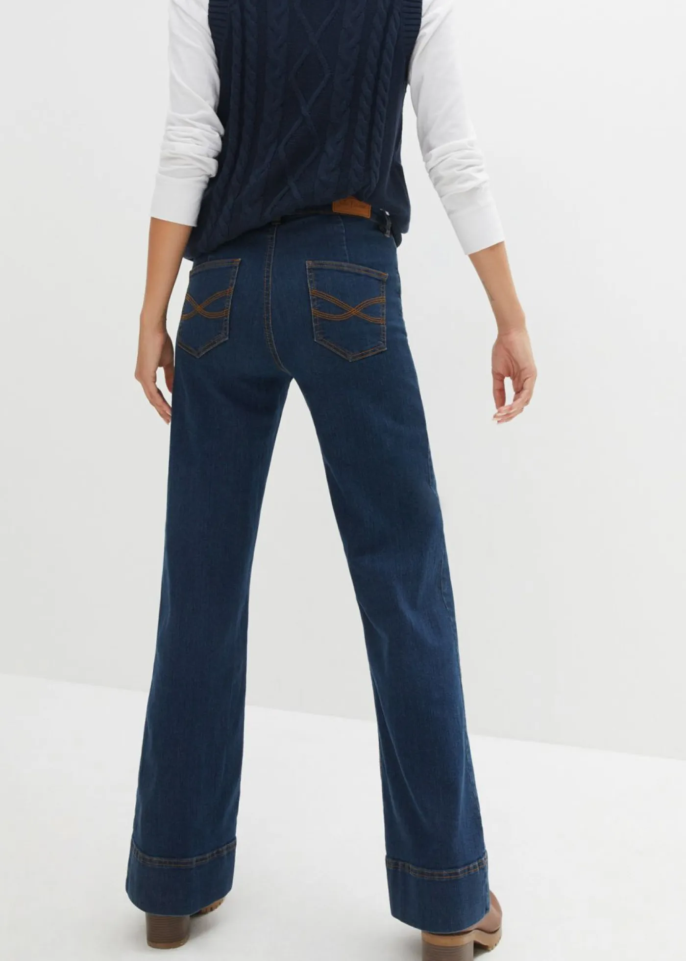 Clearance Vaqueros elásticos con pernera ancha y talle medio Mujer Vaqueros|Tallas Pequeñas