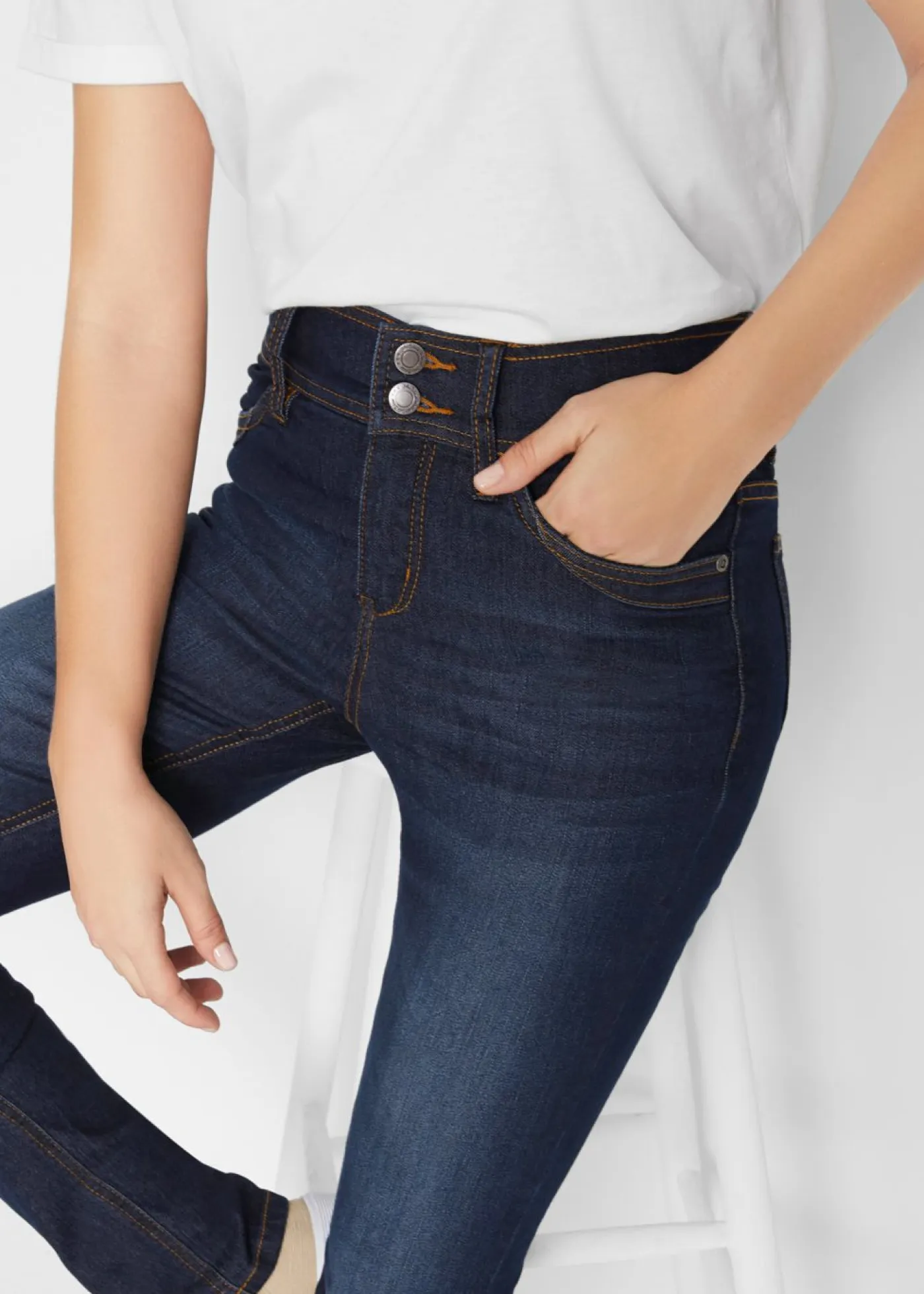 Discount Vaqueros elásticos de corte slim y talle alto Mujer Vaqueros|Tallas Pequeñas