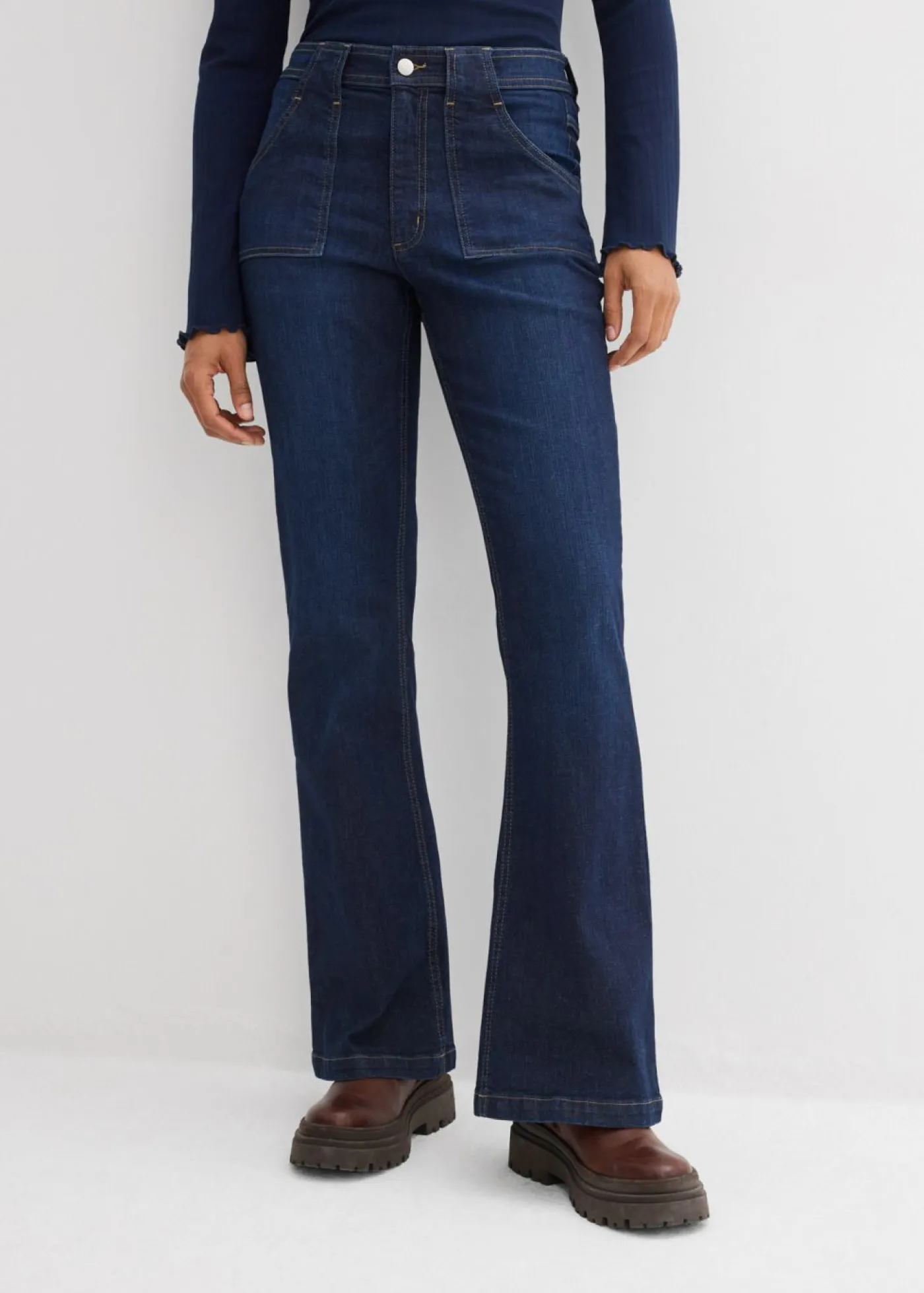 Best Vaqueros flared, high waist de algodón orgánico Mujer Vaqueros