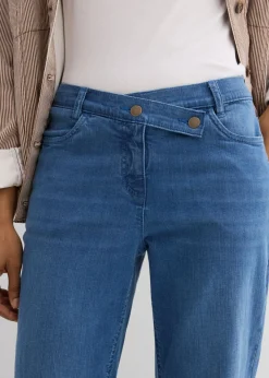 Vaqueros holgados de algodón orgánico con talle medio y corte recto Mujer Vaqueros