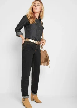 New Vaqueros largos con corte mom y talle medio Mujer Vaqueros