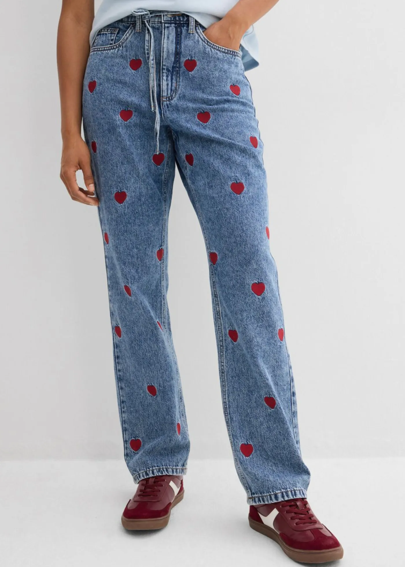 Online Vaqueros loose, straight, high waist, de algodón Mujer Vaqueros