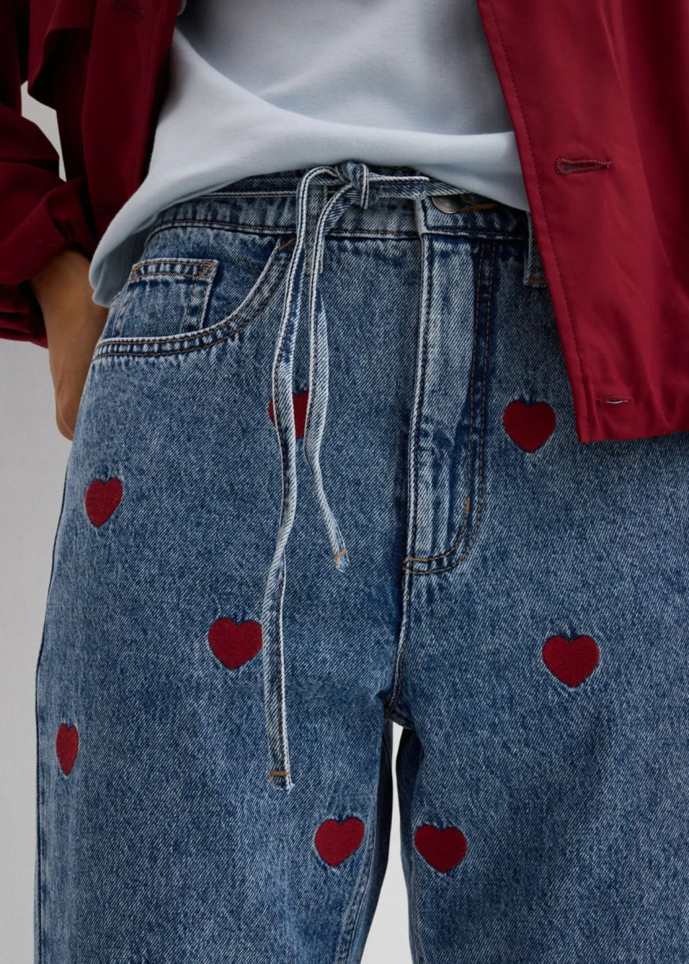 Online Vaqueros loose, straight, high waist, de algodón Mujer Vaqueros