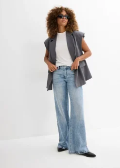 Online Vaqueros low stretch con corte holgado, talle medio y diseño recto Mujer Vaqueros