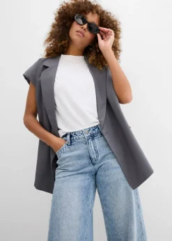 Online Vaqueros low stretch con corte holgado, talle medio y diseño recto Mujer Vaqueros