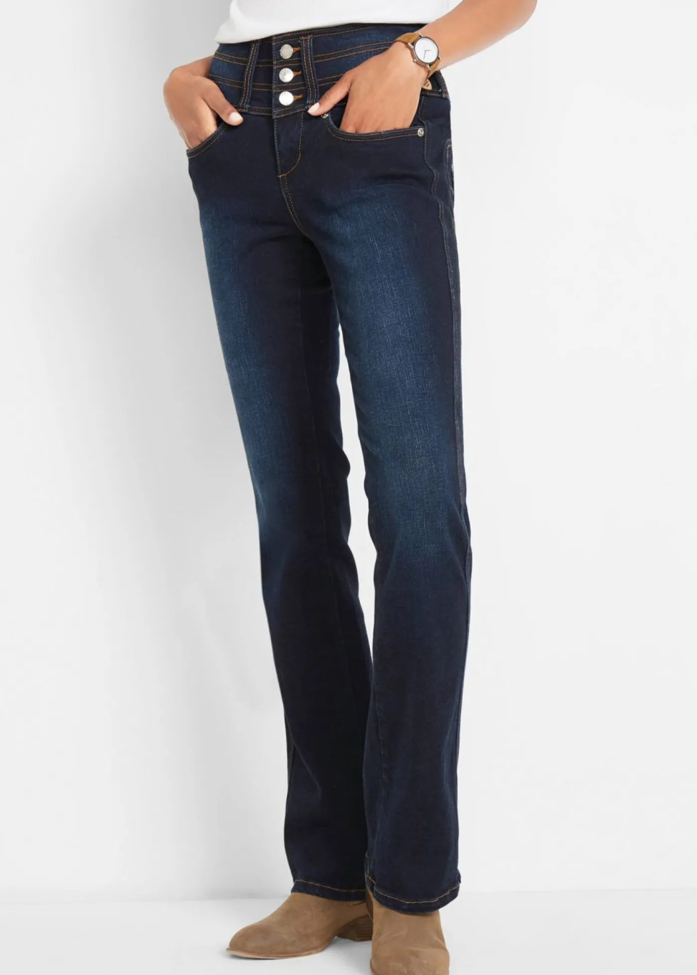 New Vaqueros moldeadores con corte bootcut y talle alto Mujer Tallas Pequeñas