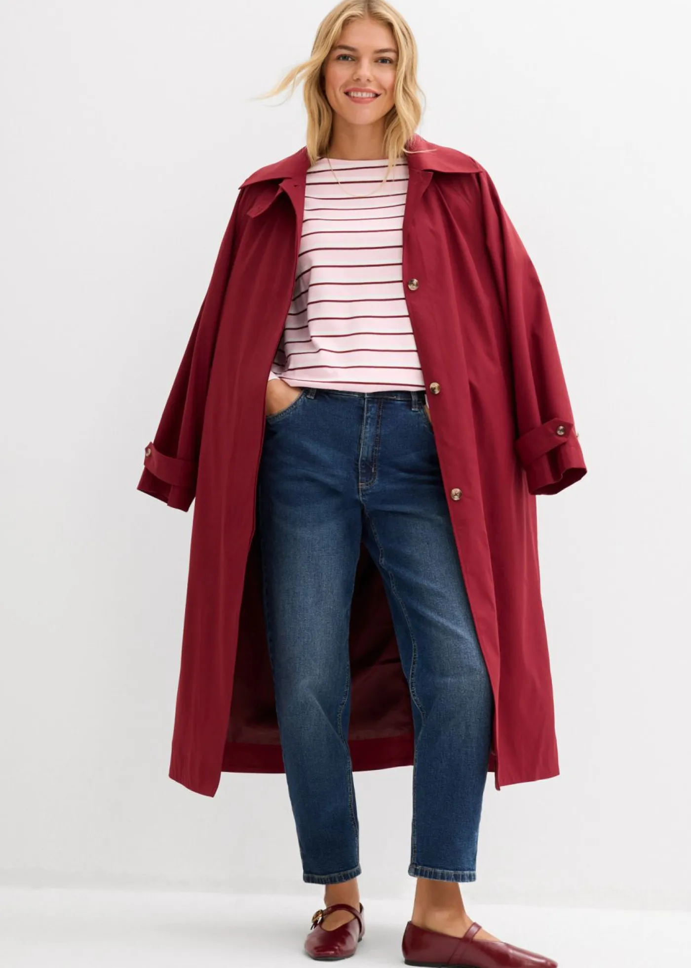 Online Vaqueros mom, high waist, cropped Mujer Tallas Pequeñas