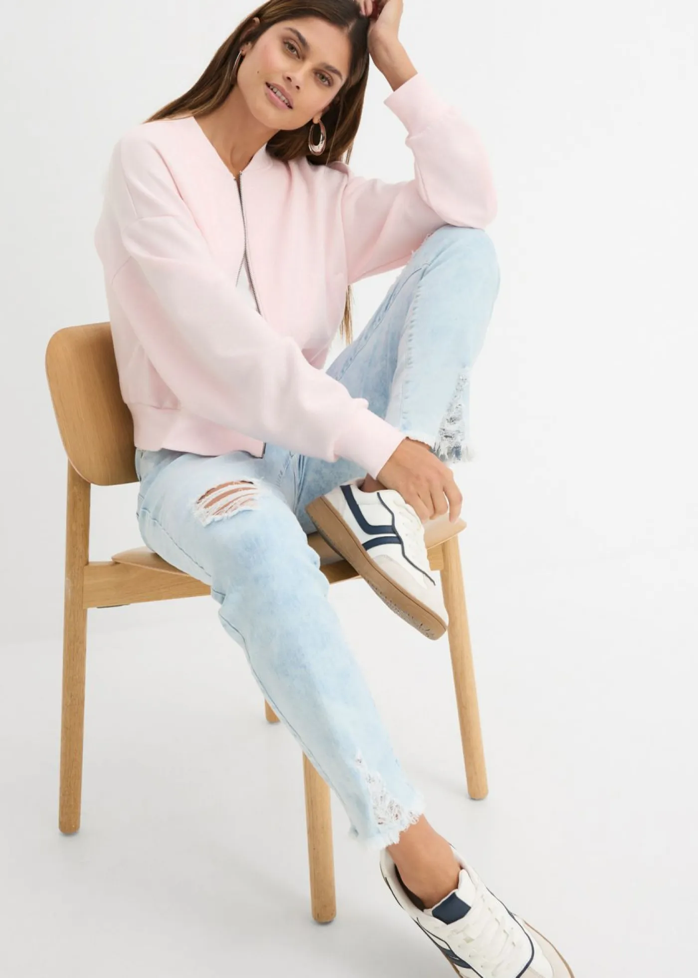 Online Vaqueros mom, high waist, con efecto roto Mujer Vaqueros