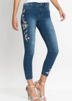 Vaqueros pitillo con largo acortado y talle medio Mujer Vaqueros