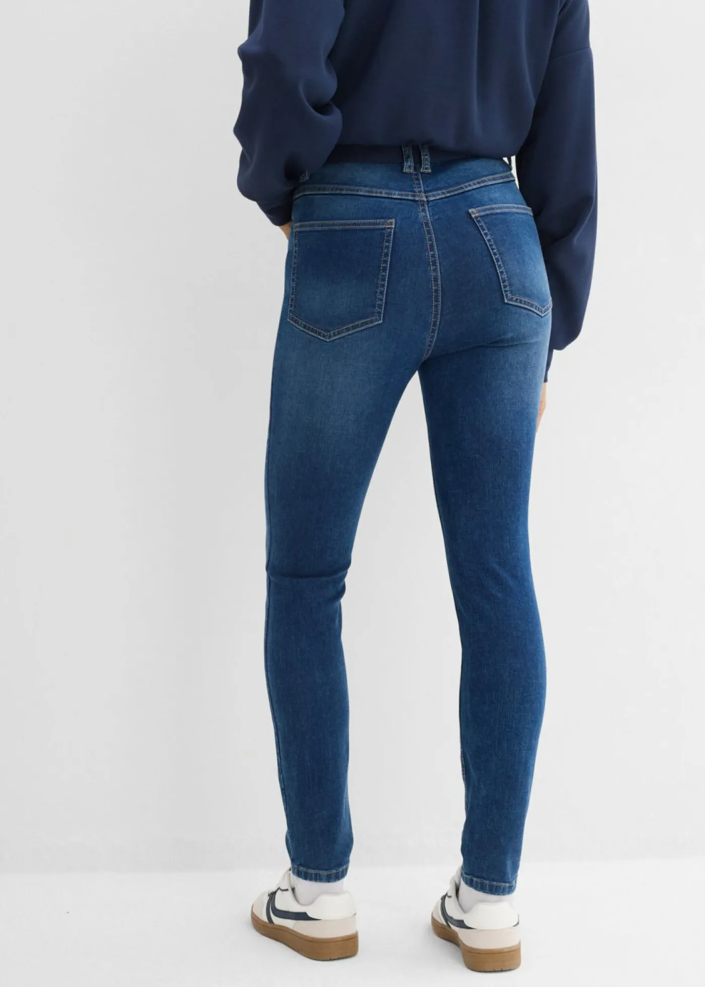 Sale Vaqueros pitillo con talle medio y cinturilla cómoda Mujer Vaqueros|Tallas Pequeñas