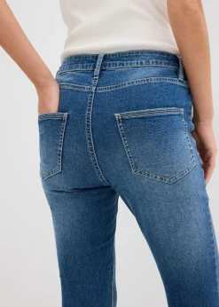 Online Vaqueros pitillo de tiro medio y corte cropped Mujer Vaqueros