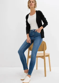 Online Vaqueros pitillo de tiro medio y corte cropped Mujer Vaqueros