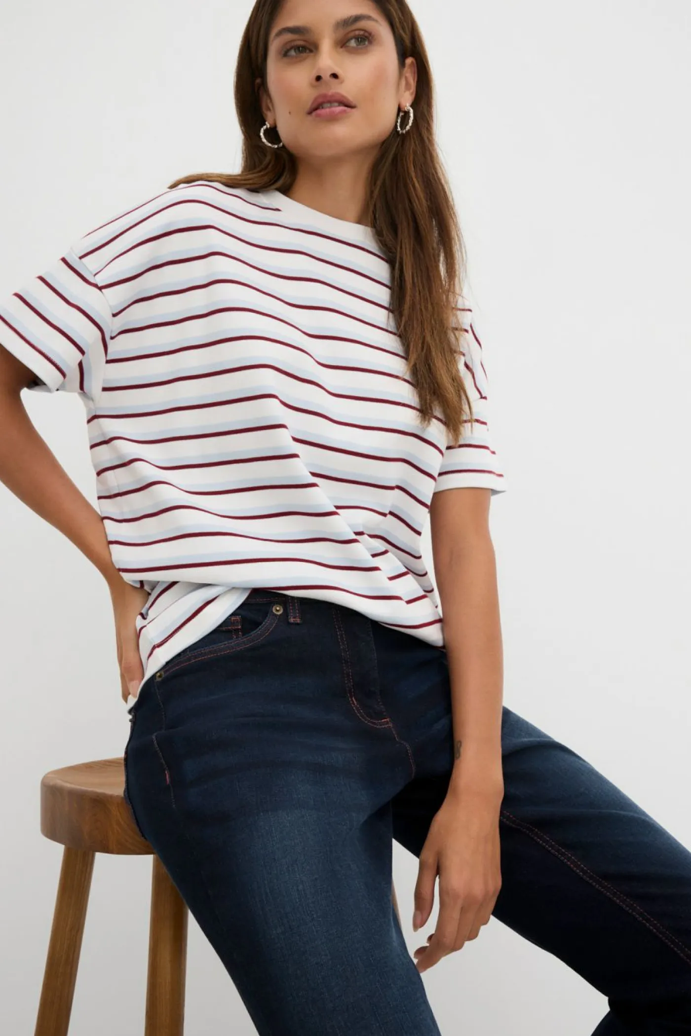 Hot Vaqueros rectos con talle medio y cintura cómoda Mujer Tallas Pequeñas|Novedades