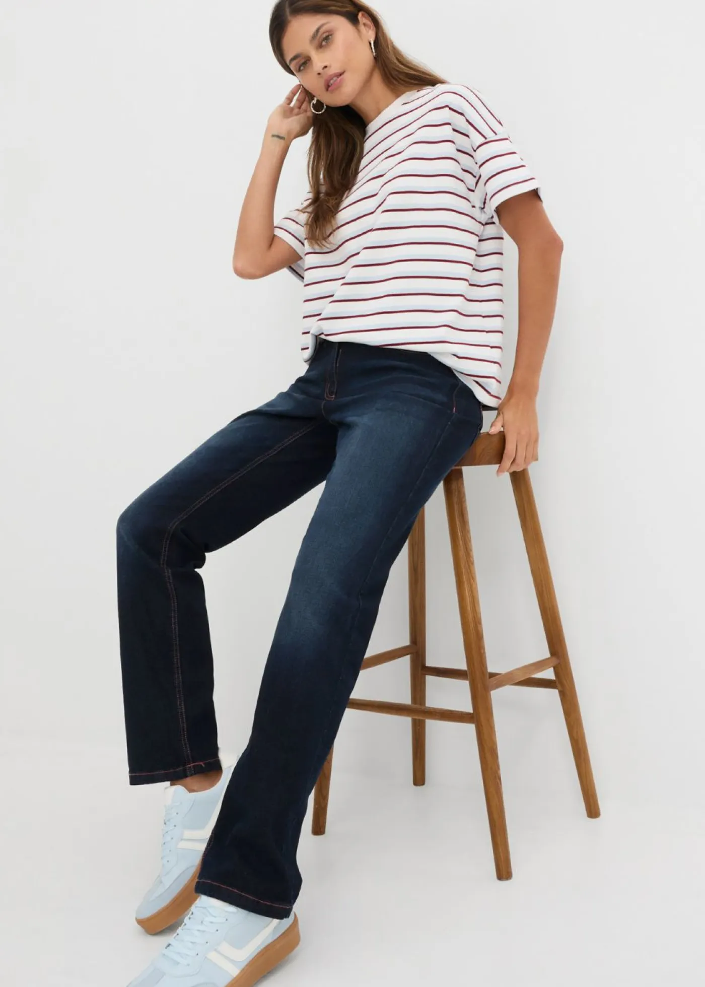 Hot Vaqueros rectos con talle medio y cintura cómoda Mujer Tallas Pequeñas|Novedades