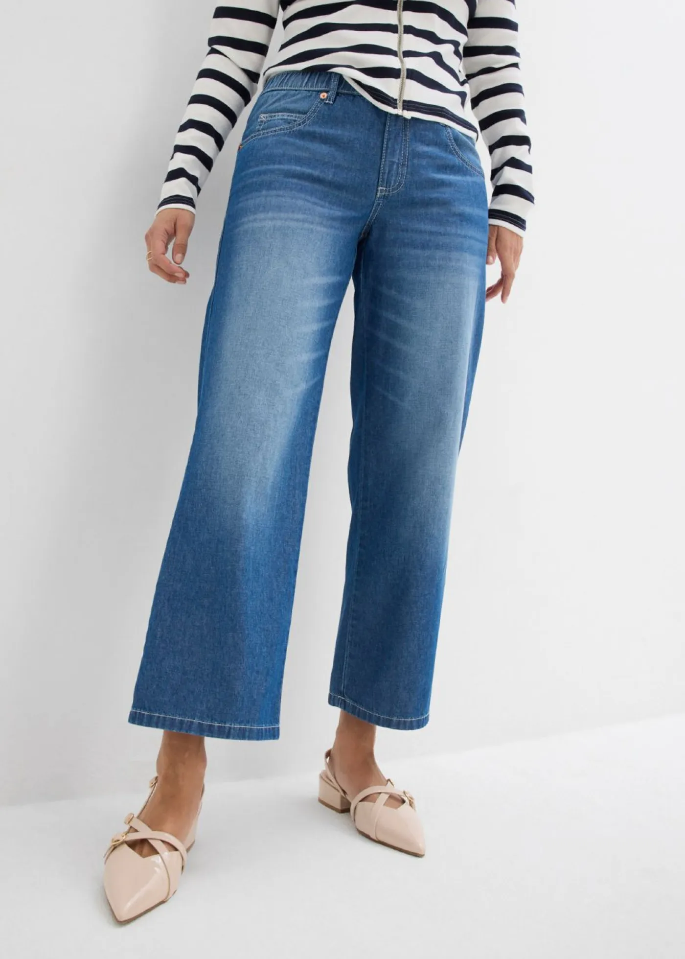 Sale Vaqueros rectos con talle medio, cinturilla cómoda y material elástico Mujer Vaqueros