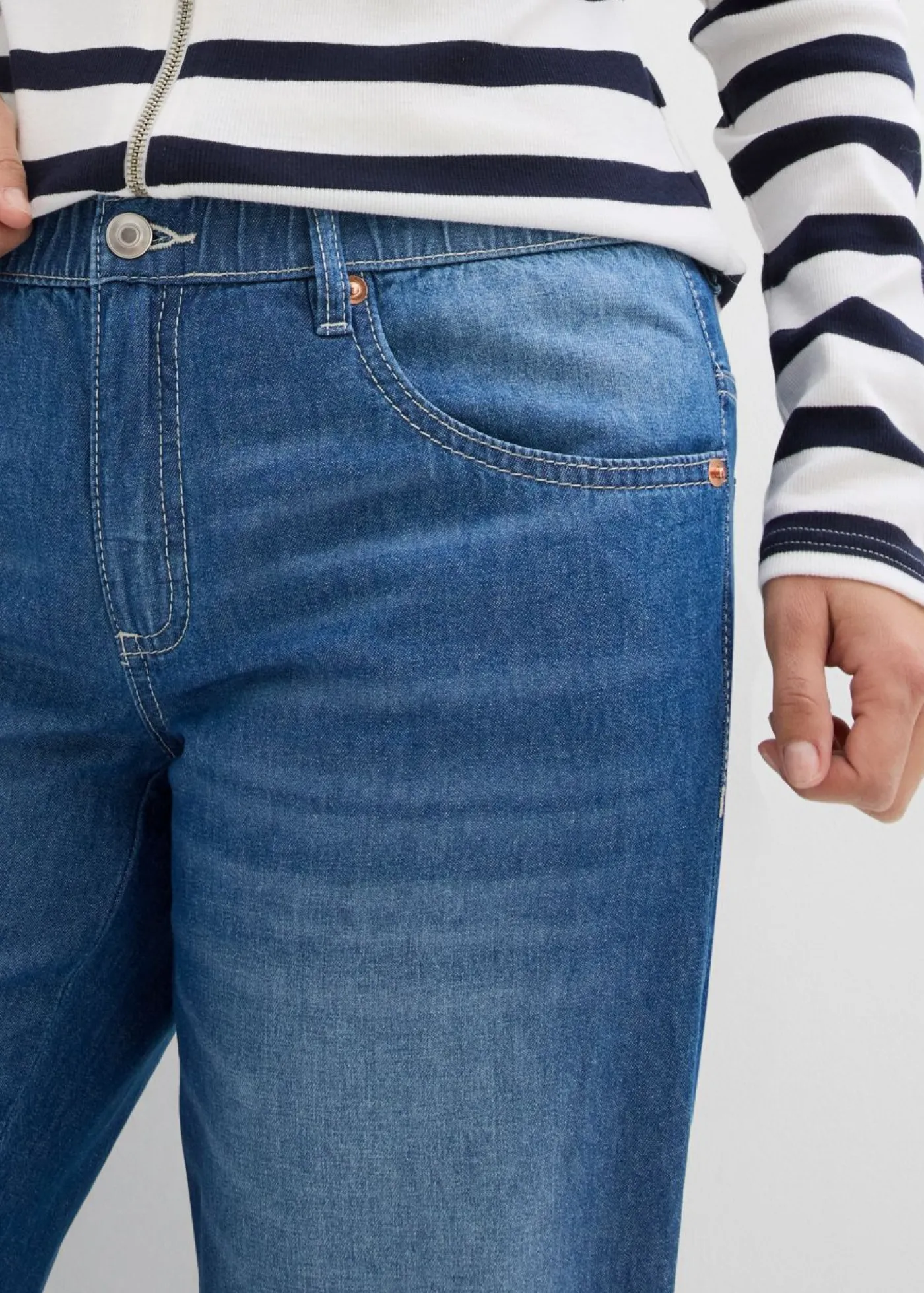 Sale Vaqueros rectos con talle medio, cinturilla cómoda y material elástico Mujer Vaqueros
