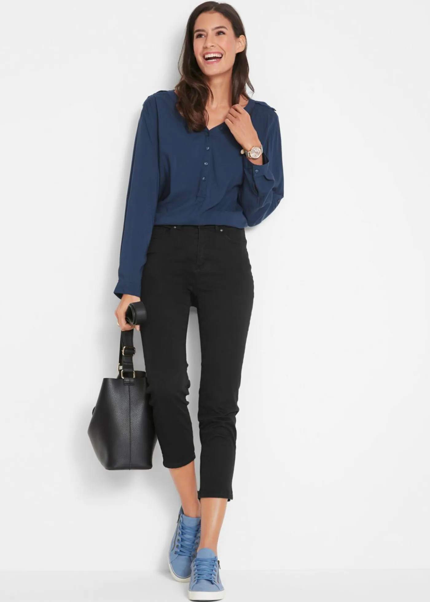 Discount Vaqueros rectos con talle medio y cintura cómoda Mujer Vaqueros